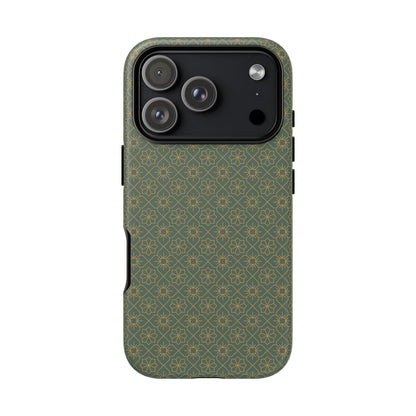 Opulent Dark Green & Gold Vintage Floral Tough Phone Case