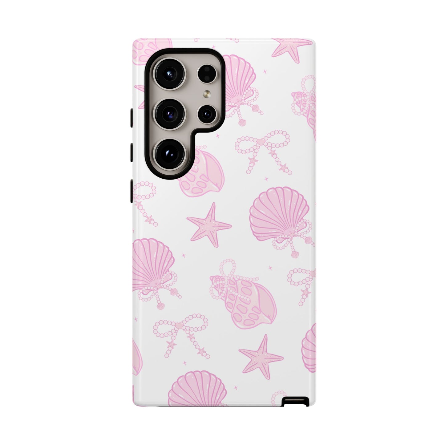 Pink Shell Bow Phone Case, Cute Ocean Inspired Case, Beach Lover Aesthetic Phone Cover, Summer Accessories
