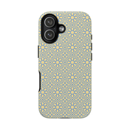 Pastel Yellow & Blue Floral Geometric Tough Phone Case