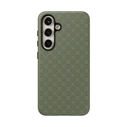 Opulent Dark Green & Gold Vintage Floral Tough Phone Case