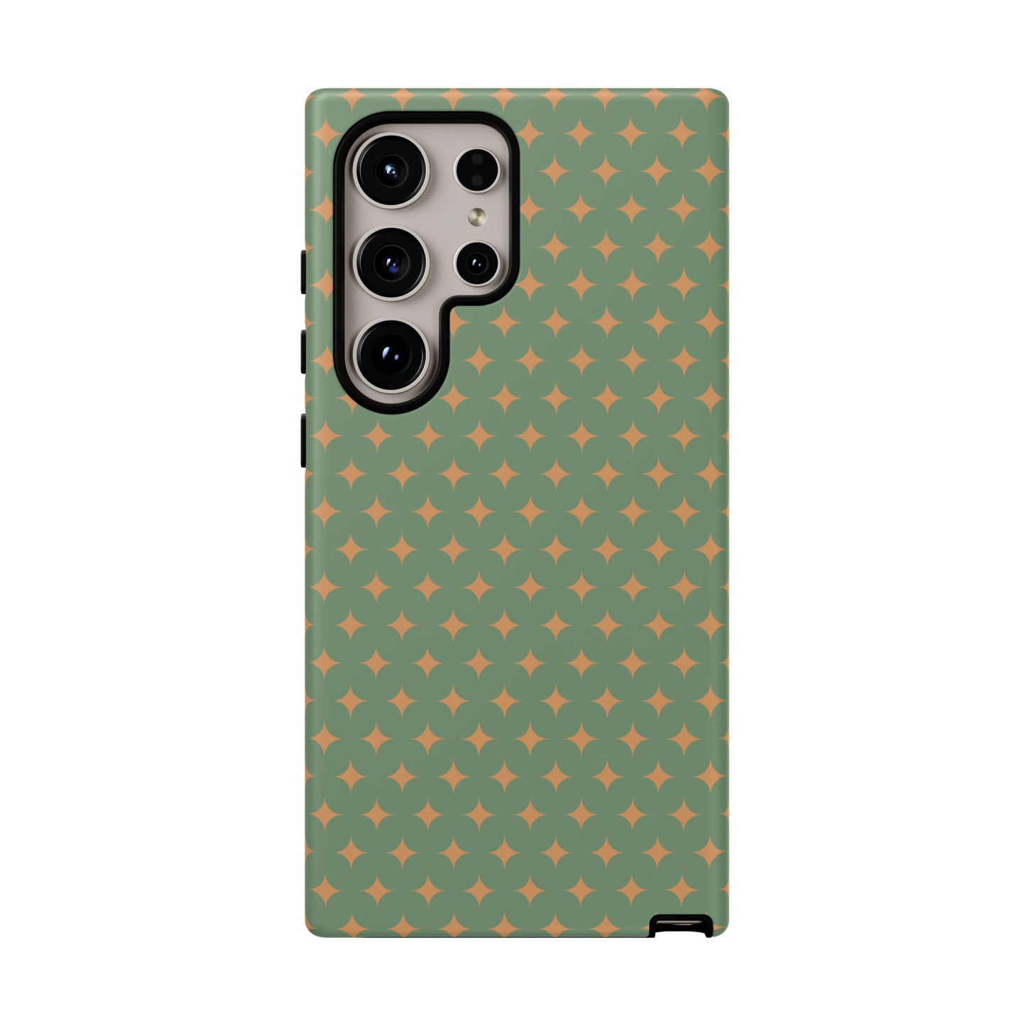 Playful Green & Orange Diamond Pattern Tough Phone Case