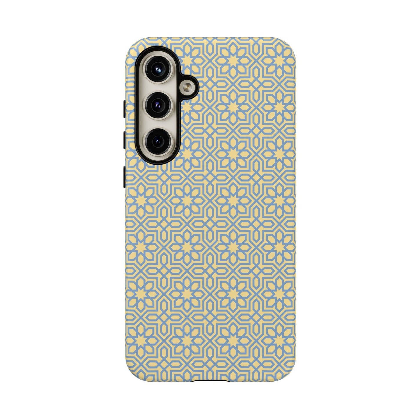 Pastel Yellow & Blue Floral Geometric Tough Phone Case