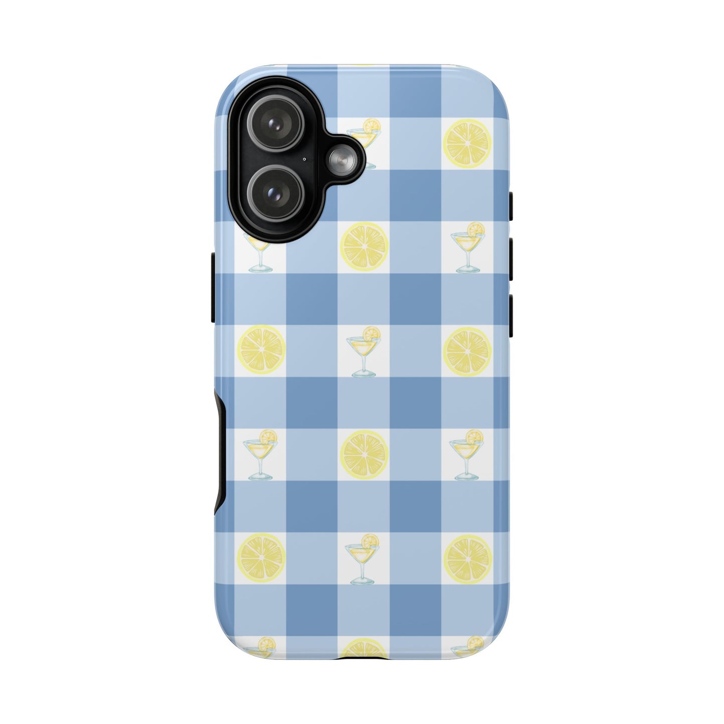 Summer Chic Lemon & Lemonade Aesthetic Gingham Plaid Tough Phone Case