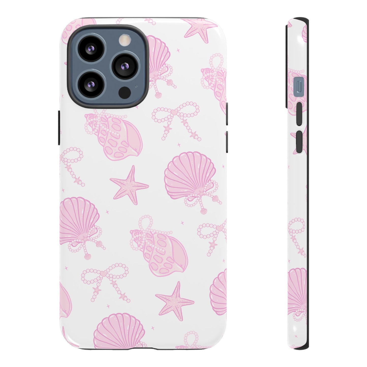 Pink Shell Bow Phone Case, Cute Ocean Inspired Case, Beach Lover Aesthetic Phone Cover, Summer Accessories