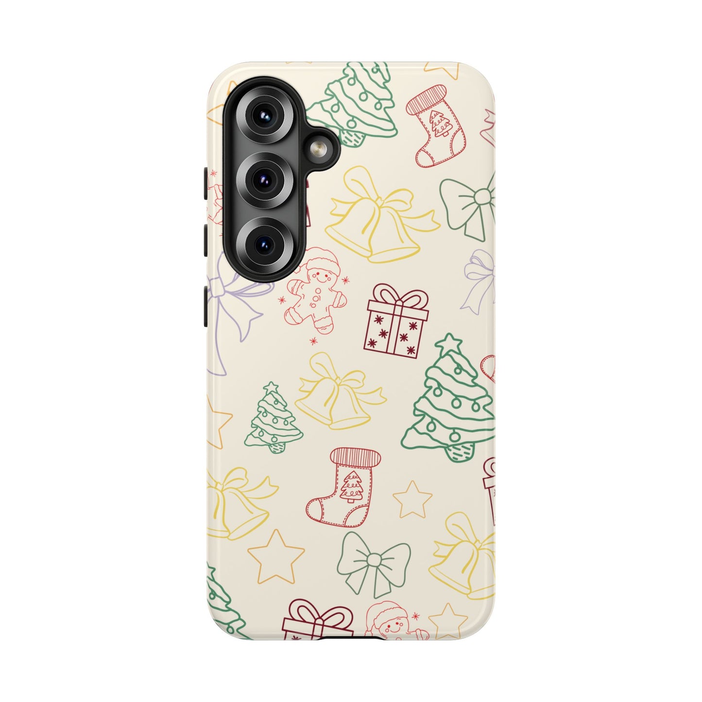 Minimal Christmas Holiday Outline Tough Phone Case