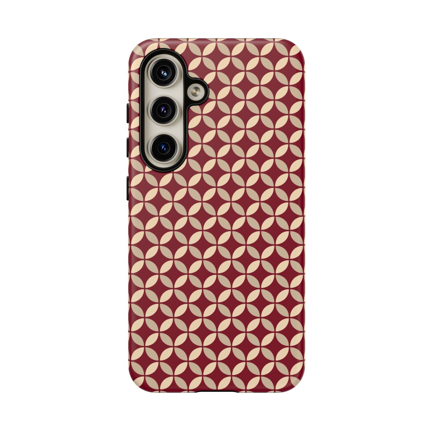 Vintage Geometric Red & Beige Interlocking Pattern Tough Phone Case