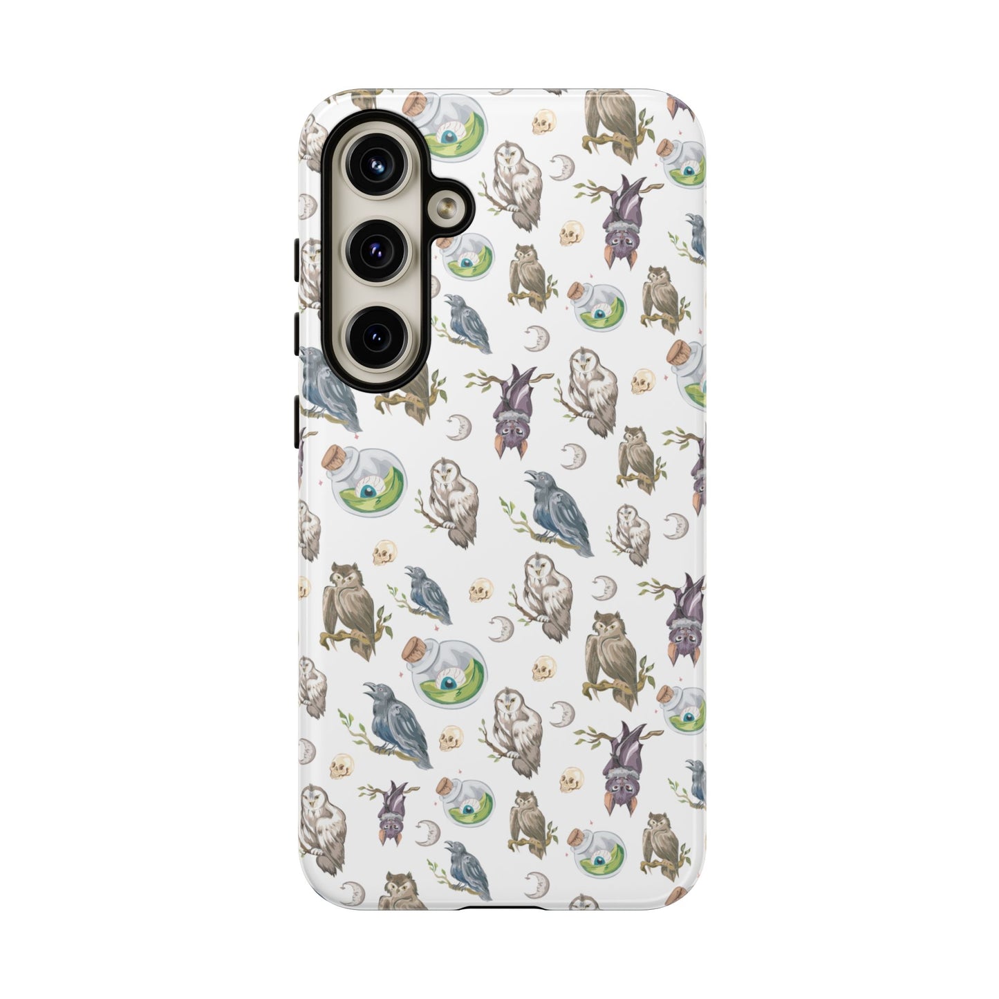 Whimsical Owl Crow Bat Eyeball Tough Phone Case