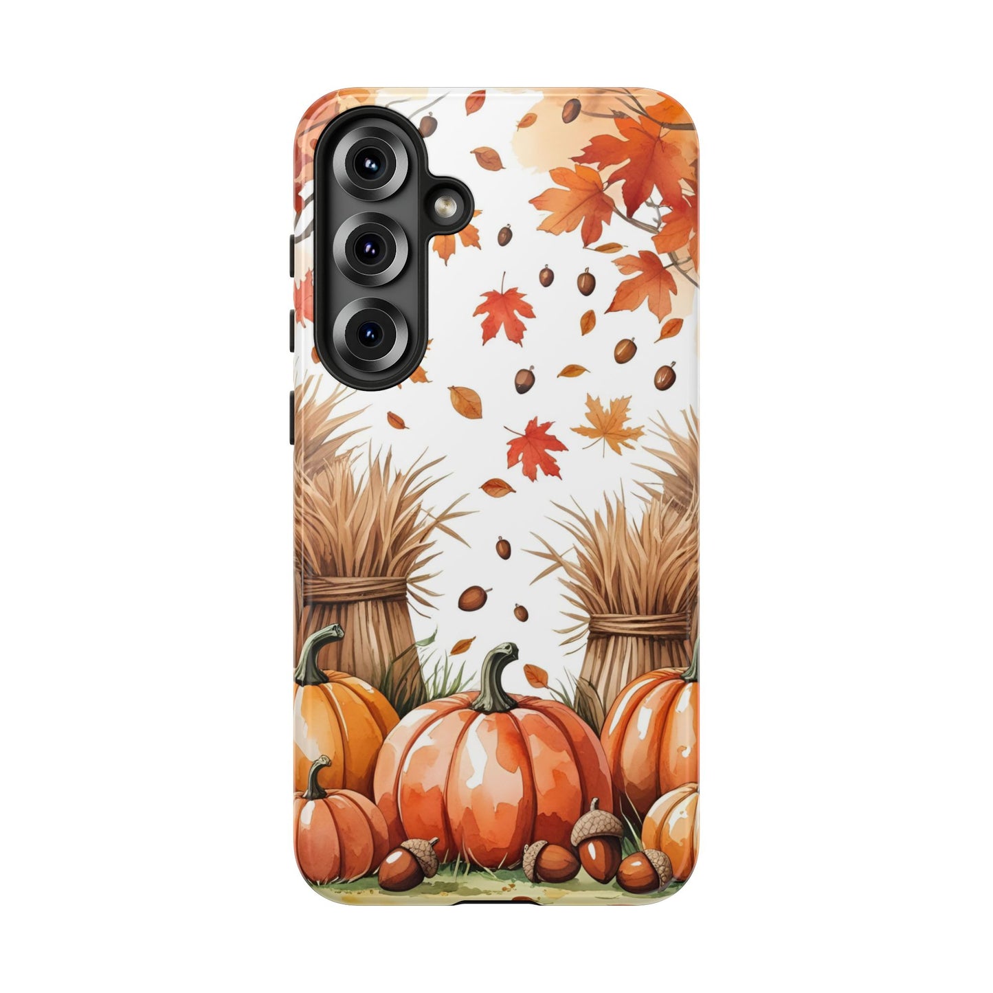 Fall Dry Straw & Pumpkin Tough Phone Case