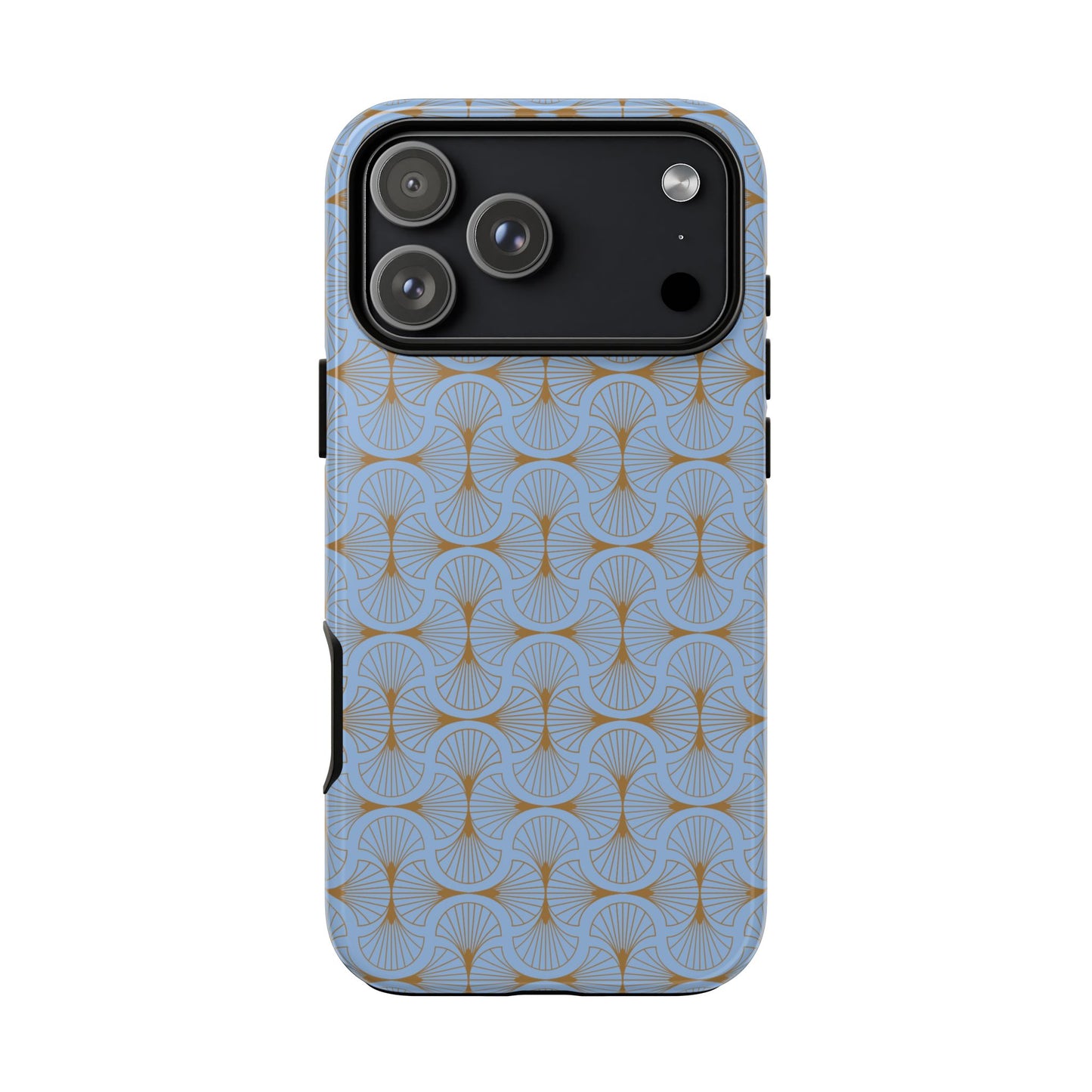 Tranquil Blue & Gold Fan Pattern Tough Phone Case