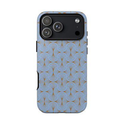 Tranquil Blue & Gold Fan Pattern Tough Phone Case