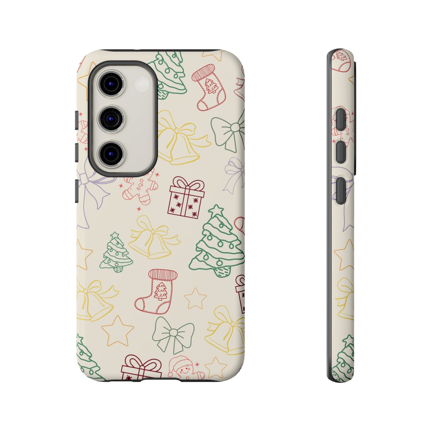 Minimal Christmas Holiday Outline Tough Phone Case
