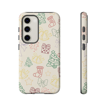 Minimal Christmas Holiday Outline Tough Phone Case