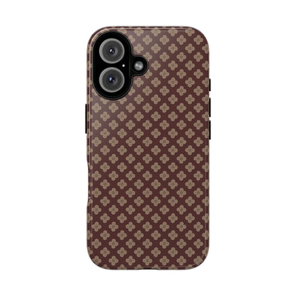 Earthy Brown & Beige Floral Tough Phone Case