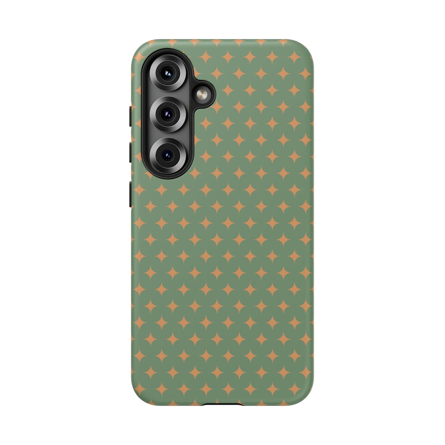 Playful Green & Orange Diamond Pattern Tough Phone Case