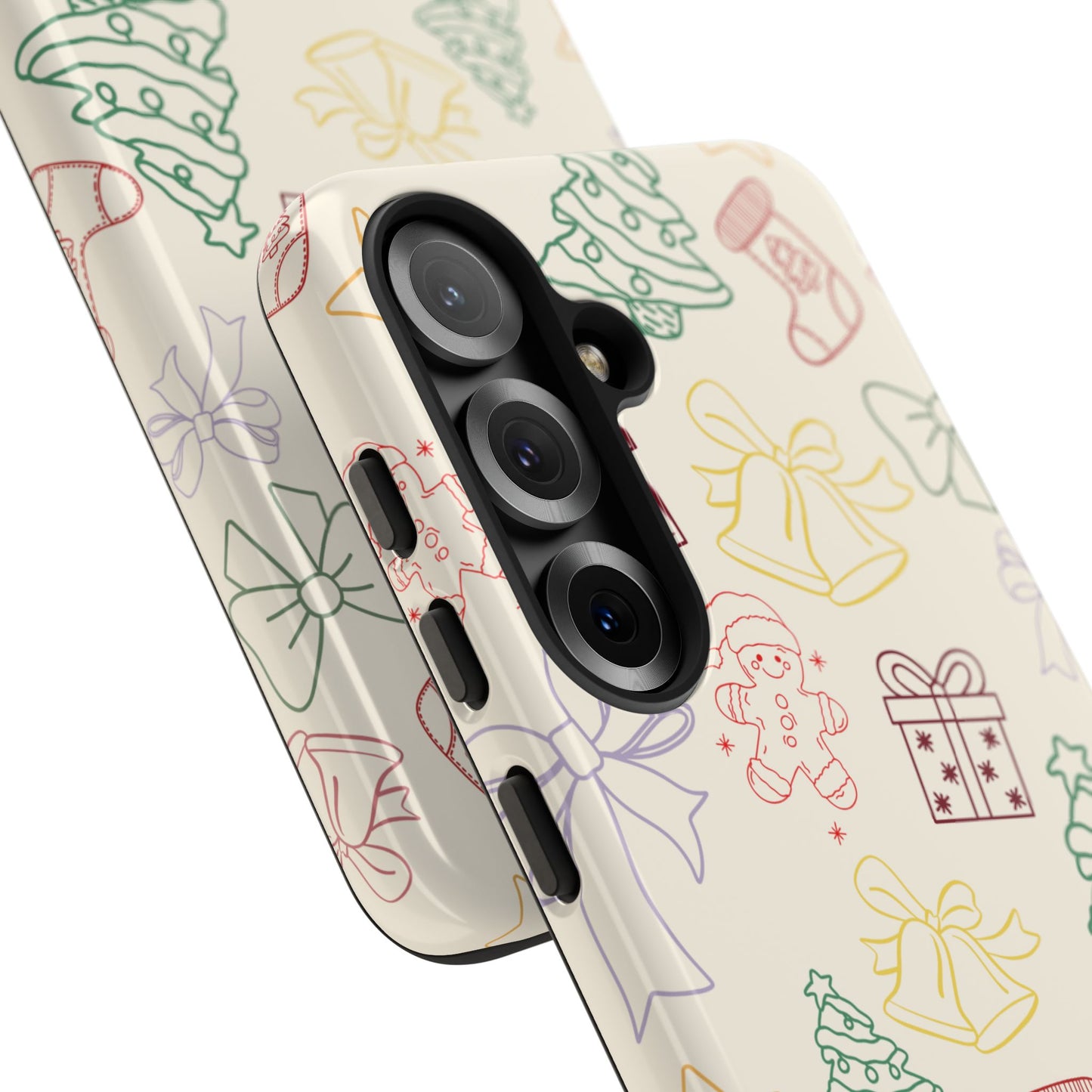 Minimal Christmas Holiday Outline Tough Phone Case