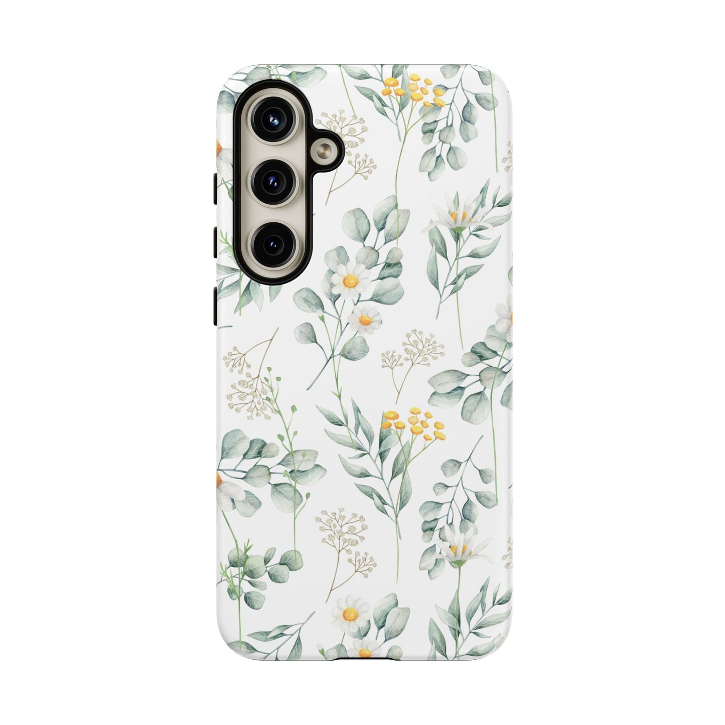 Watercolor Eucalyptus Branches and Daisy Tough Phone Case