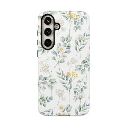 Watercolor Eucalyptus Branches and Daisy Tough Phone Case