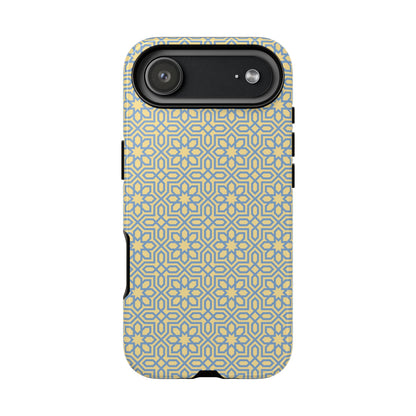 Pastel Yellow & Blue Floral Geometric Tough Phone Case