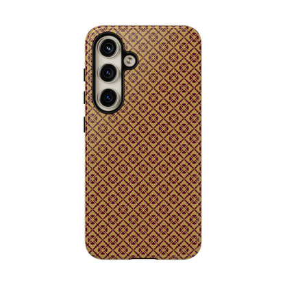 Elegant Burgundy & Gold Interlocking Geometric Tough Phone Case