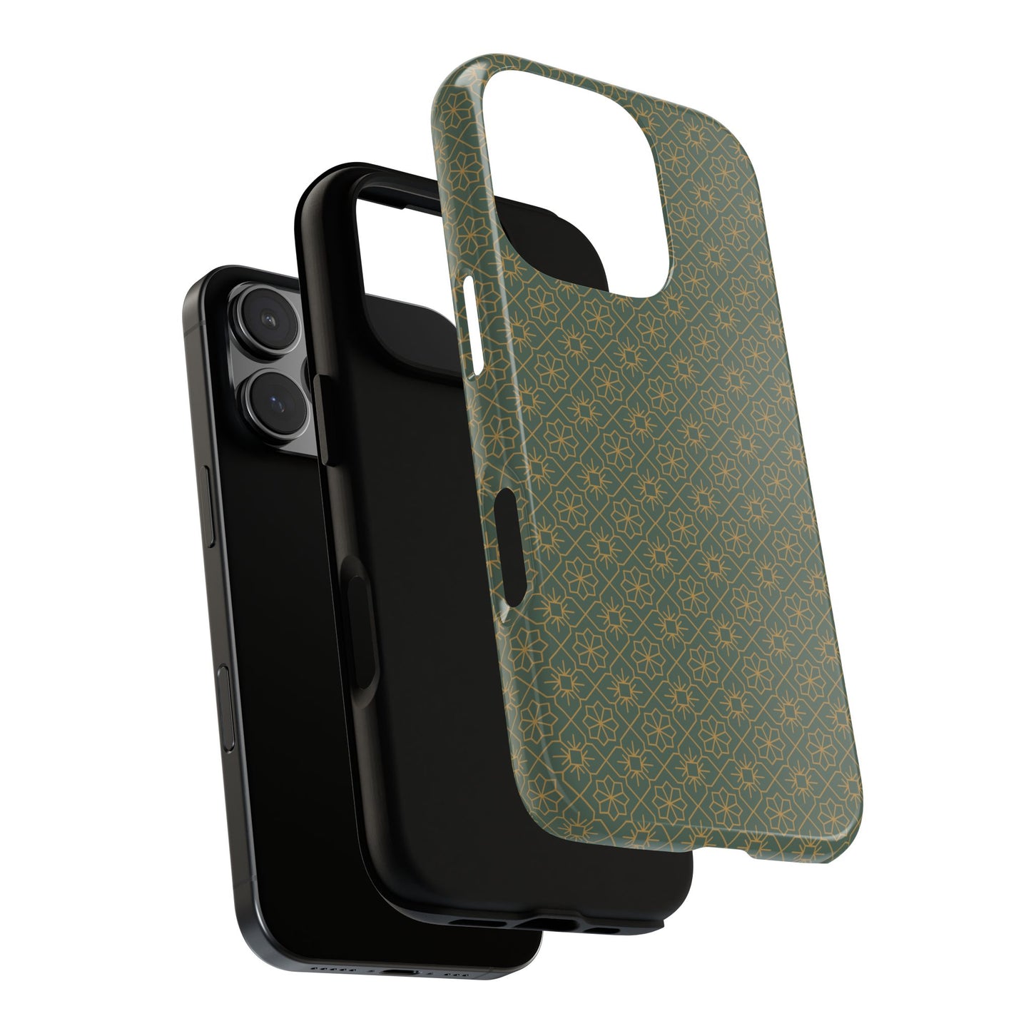 Opulent Dark Green & Gold Vintage Floral Tough Phone Case