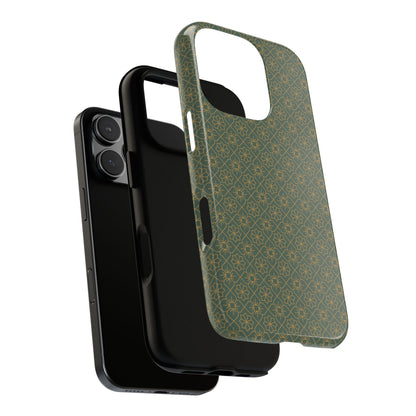 Opulent Dark Green & Gold Vintage Floral Tough Phone Case