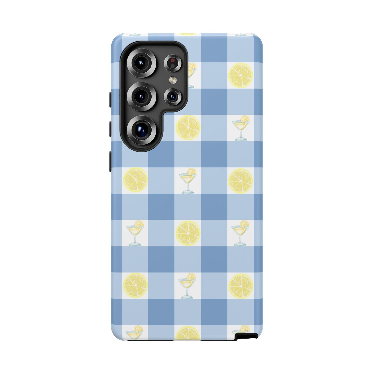 Summer Chic Lemon & Lemonade Aesthetic Gingham Plaid Tough Phone Case