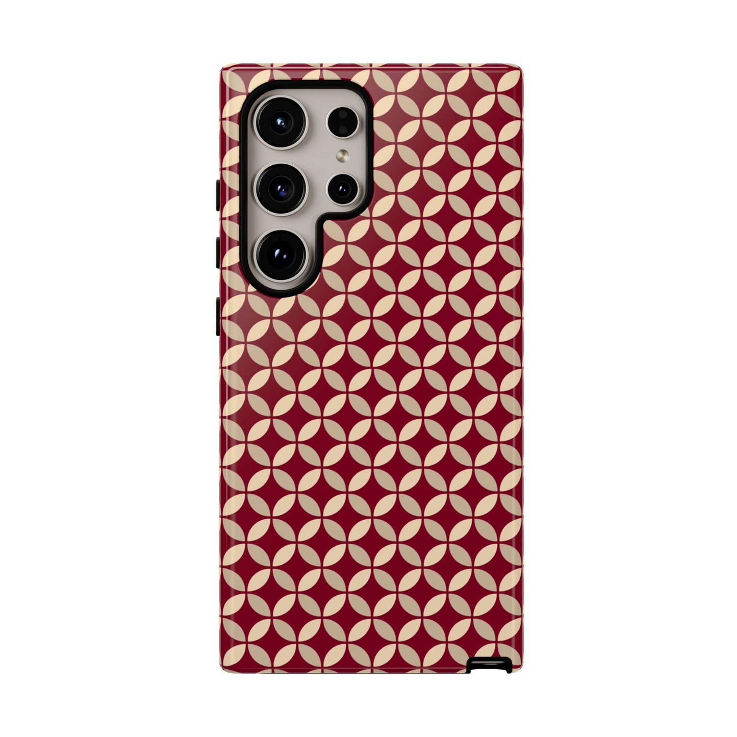 Vintage Geometric Red & Beige Interlocking Pattern Tough Phone Case