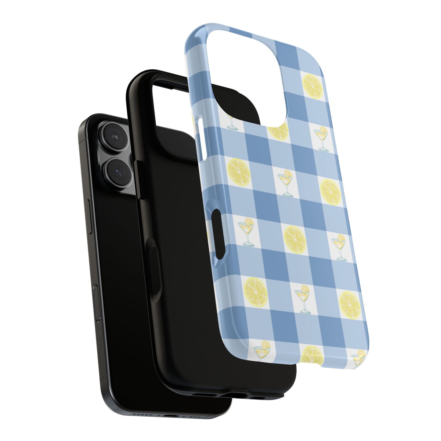 Summer Chic Lemon & Lemonade Aesthetic Gingham Plaid Tough Phone Case