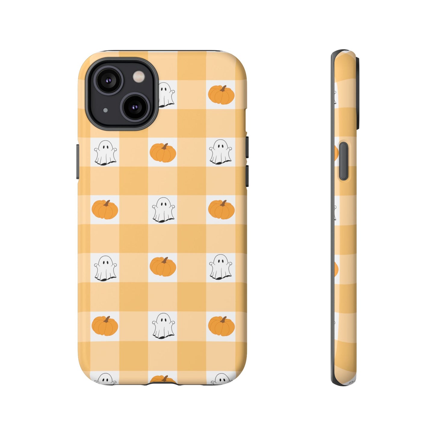 Halloween Ghost And Pumpkin Gingham Plaid Tough Phone Case