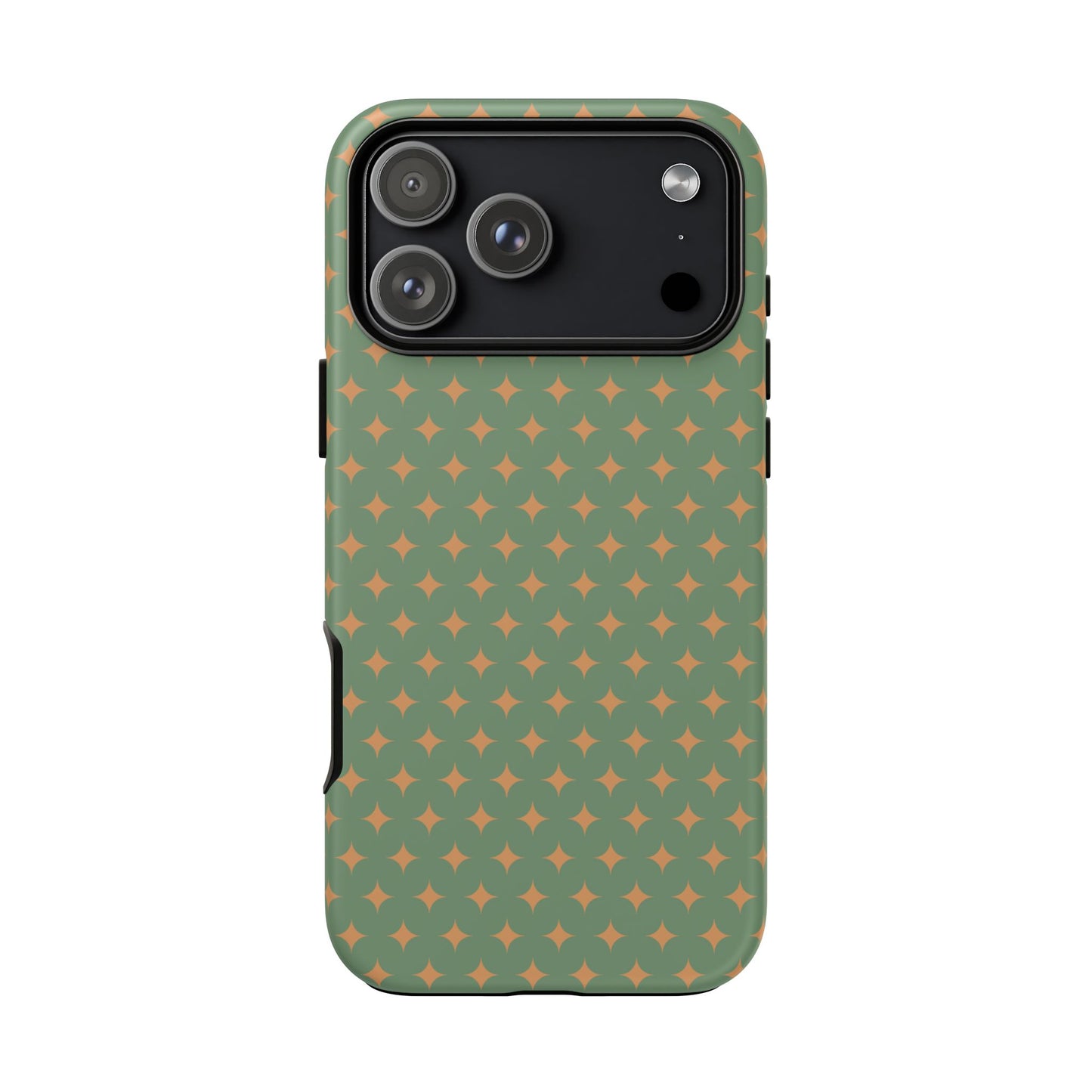 Playful Green & Orange Diamond Pattern Tough Phone Case