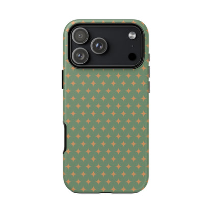 Playful Green & Orange Diamond Pattern Tough Phone Case