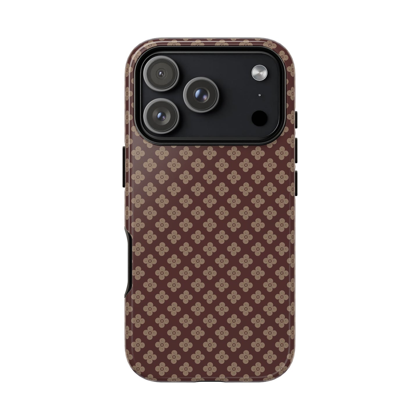 Earthy Brown & Beige Floral Tough Phone Case