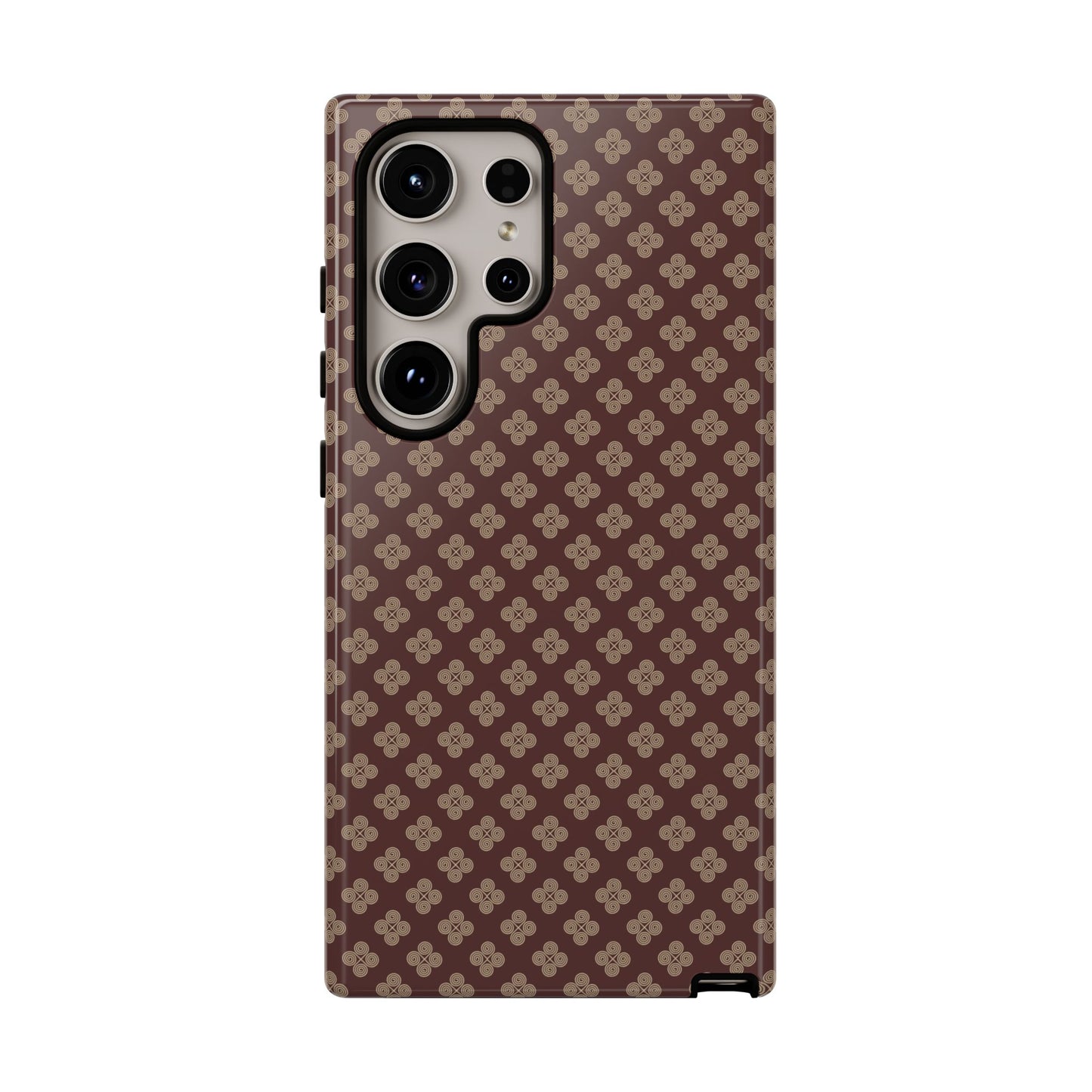 Earthy Brown & Beige Floral Tough Phone Case