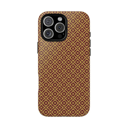 Elegant Burgundy & Gold Interlocking Geometric Tough Phone Case