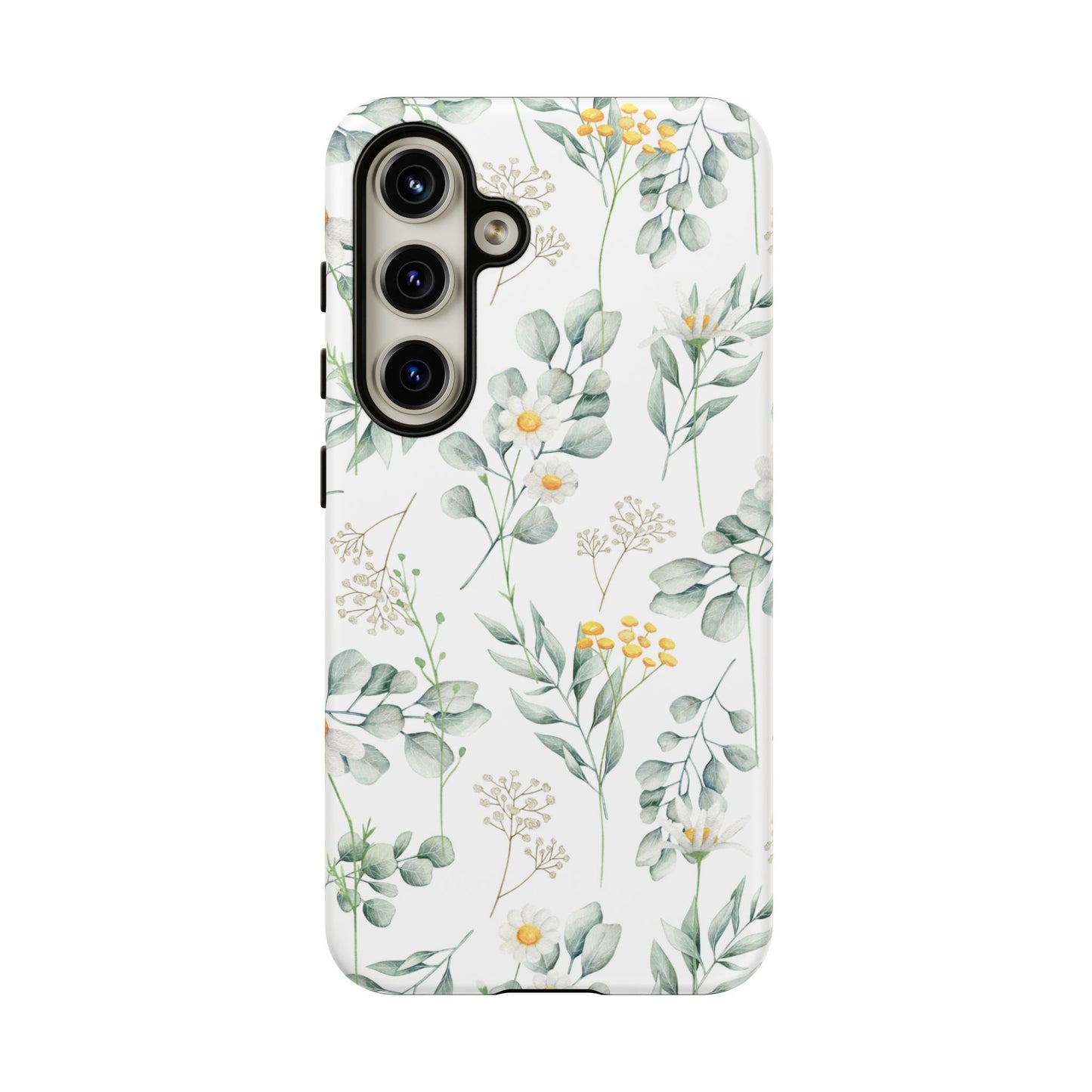 Watercolor Eucalyptus Branches and Daisy Tough Phone Case