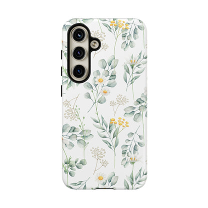 Watercolor Eucalyptus Branches and Daisy Tough Phone Case