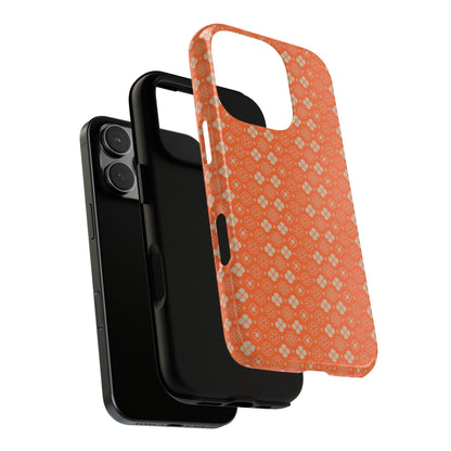 Warm Orange & Beige Japanese Vintage Floral Pattern Tough Phone Case