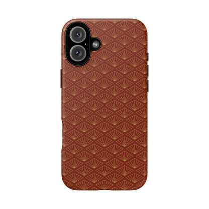 Vintage Brown & Gold Geometric Pattern Tough Phone Case
