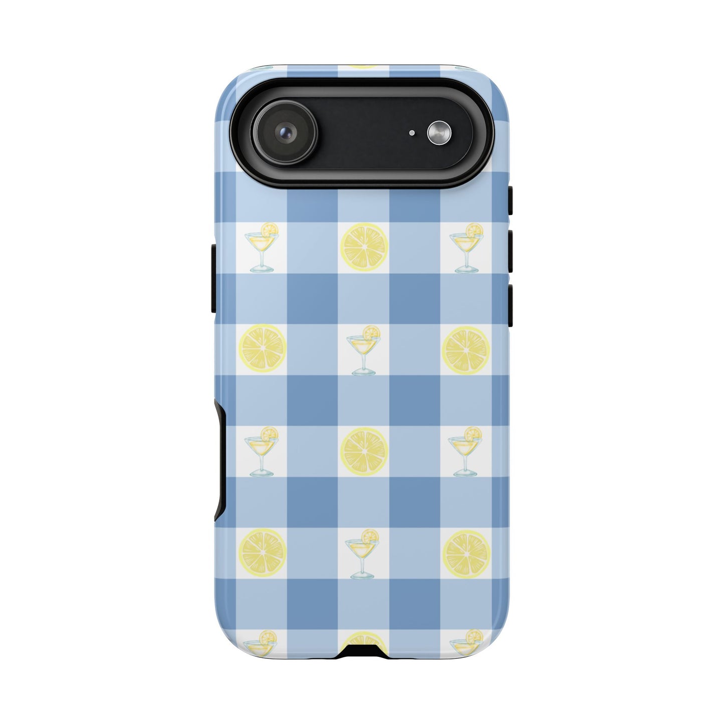 Summer Chic Lemon & Lemonade Aesthetic Gingham Plaid Tough Phone Case