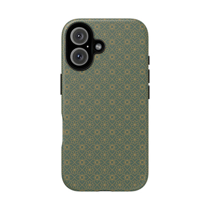 Opulent Dark Green & Gold Vintage Floral Tough Phone Case