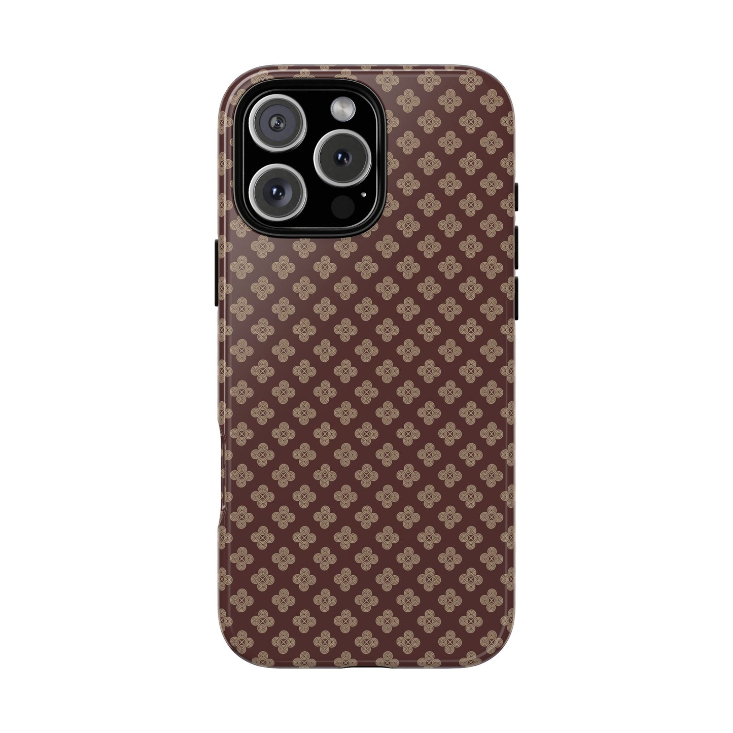 Earthy Brown & Beige Floral Tough Phone Case