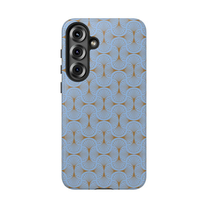 Tranquil Blue & Gold Fan Pattern Tough Phone Case