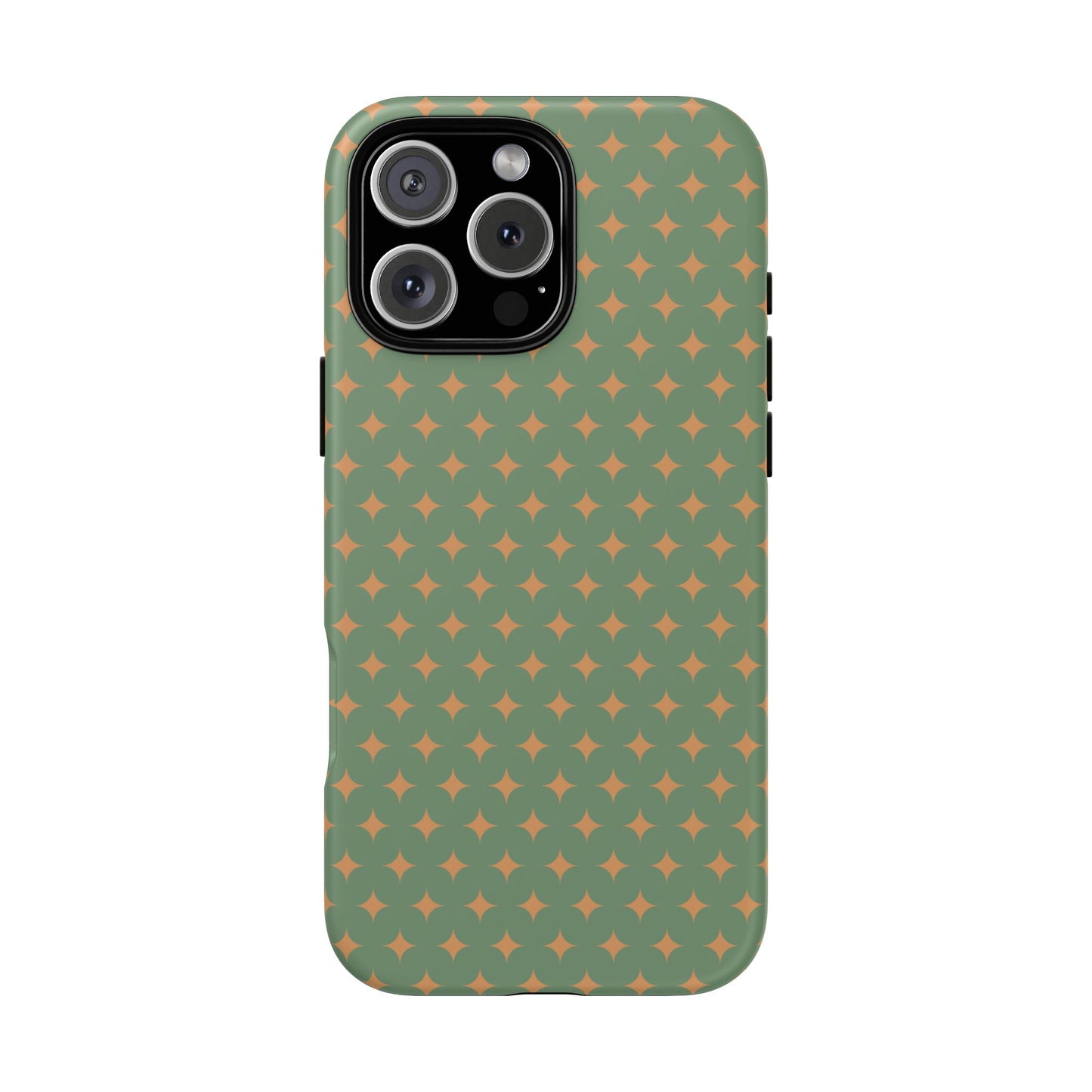 Playful Green & Orange Diamond Pattern Tough Phone Case