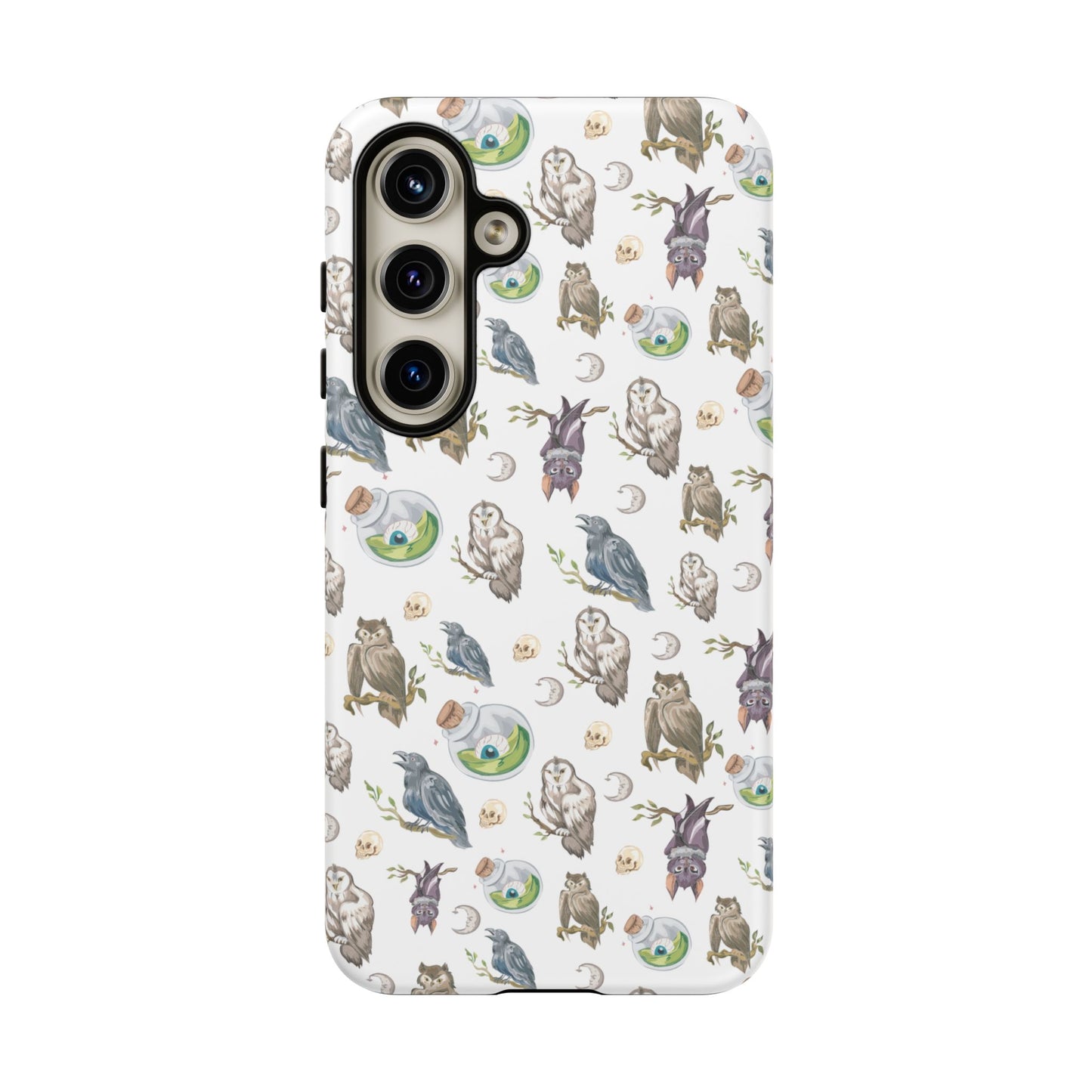 Whimsical Owl Crow Bat Eyeball Tough Phone Case