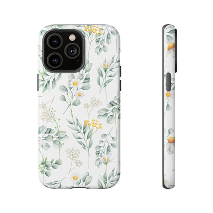 Watercolor Eucalyptus Branches and Daisy Tough Phone Case