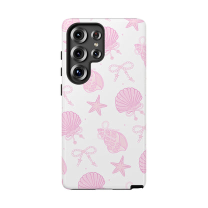 Pink Shell Bow Phone Case, Cute Ocean Inspired Case, Beach Lover Aesthetic Phone Cover, Summer Accessories