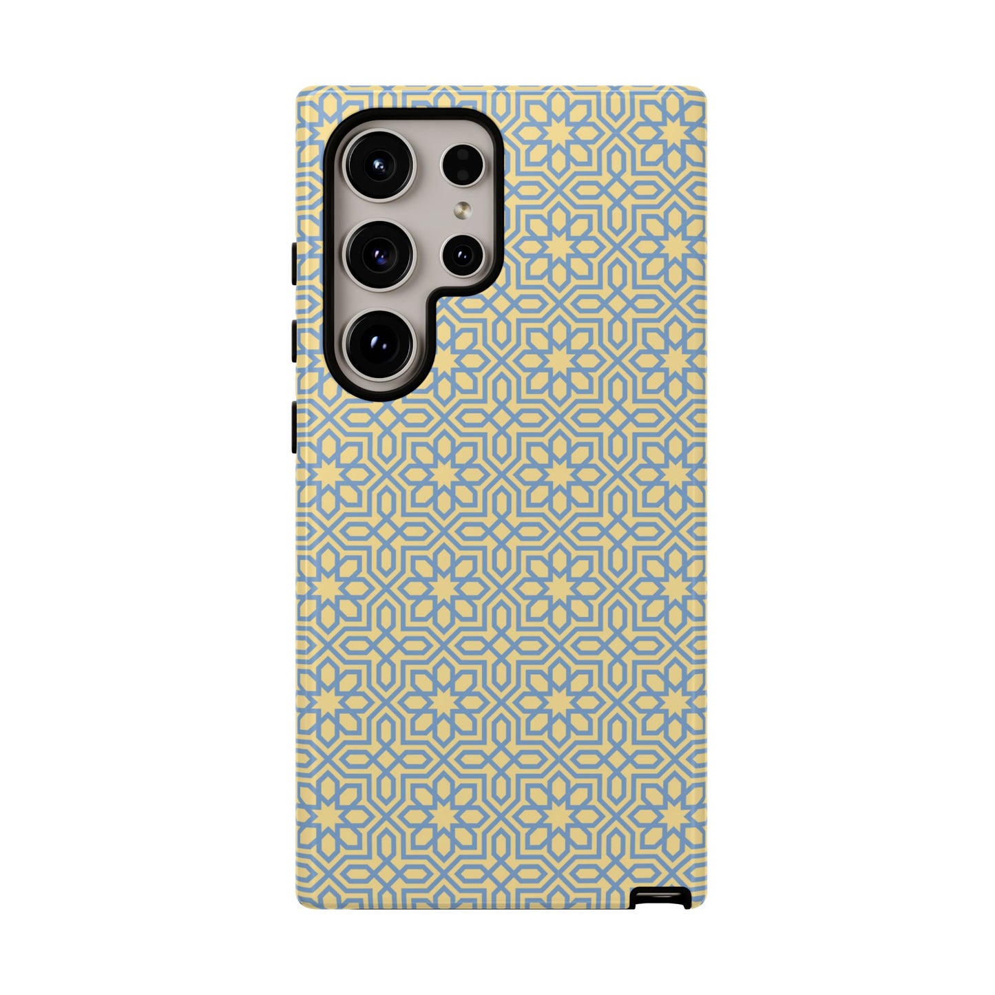 Pastel Yellow & Blue Floral Geometric Tough Phone Case