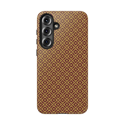 Elegant Burgundy & Gold Interlocking Geometric Tough Phone Case