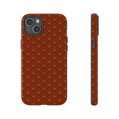Vintage Brown & Gold Geometric Pattern Tough Phone Case
