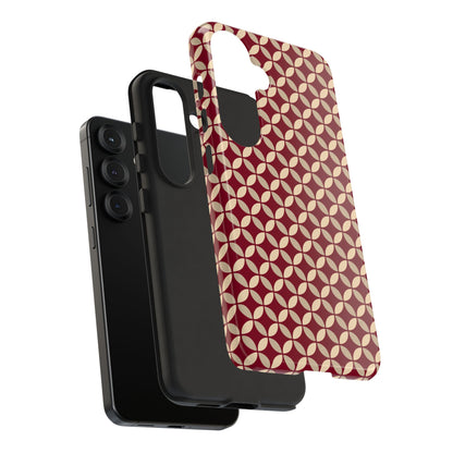 Vintage Geometric Red & Beige Interlocking Pattern Tough Phone Case